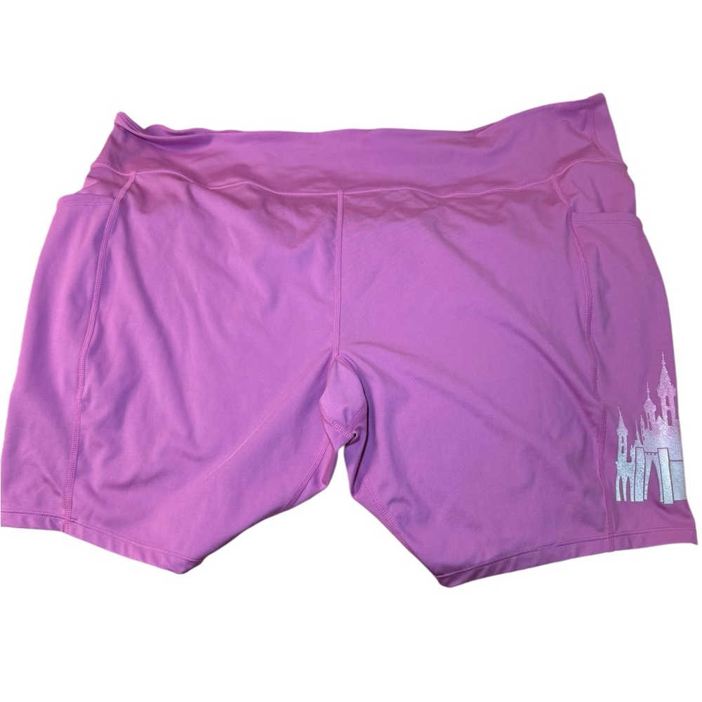 Disney Pink Athletic Shorts with Castle Design 3X Pockets
